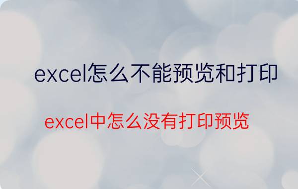 excel怎么不能预览和打印 excel中怎么没有打印预览？